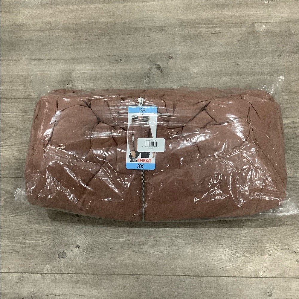 Women's 32 Degrees 3X 3XL Power Tech Jacket Coat Quilted Brown Lightweight Hood - Picture 13 of 13